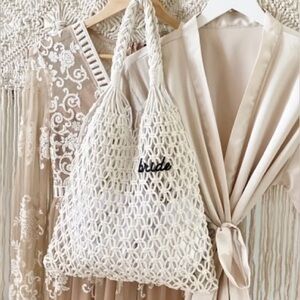 4️⃣for2️⃣0️⃣! Bride White Macrame Tote Bag